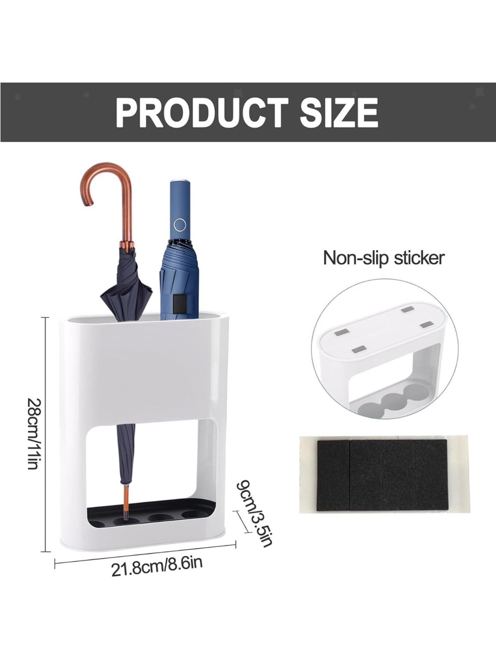 White Umbrella Stand Organizer with Drip Tray - Home Party Supplies